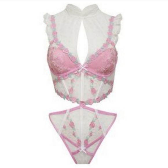 New!For Love and Lemons Pointelle Rose's Teddy - Picture 6 of 15